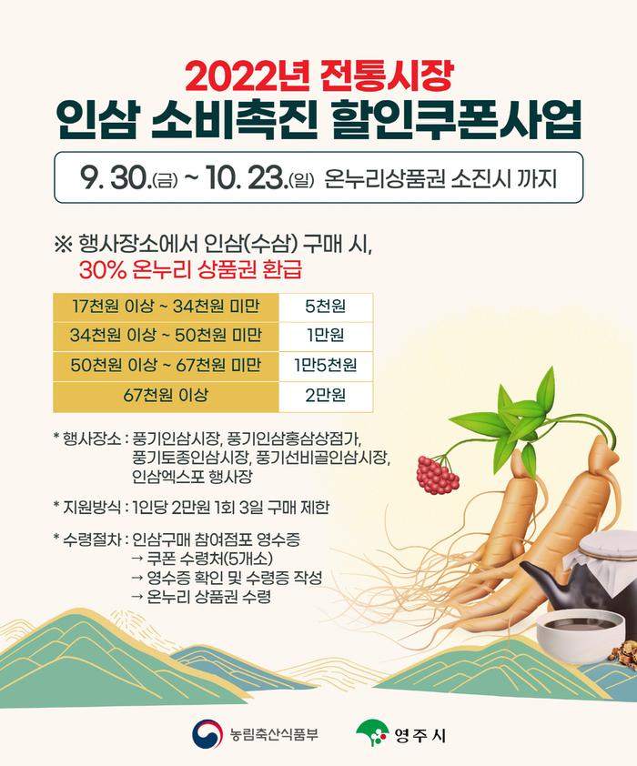 영주 지역특산물 풍기인삼 전통시장에서